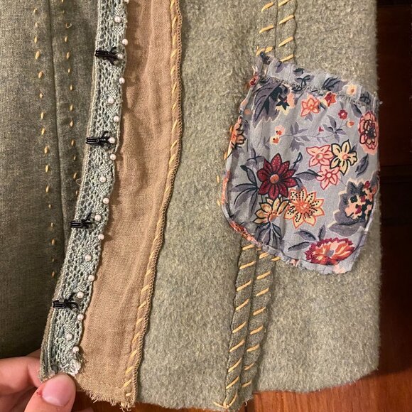 Vintage Free People Reversible Felt Patchwork Coat - Picture 3 of 12